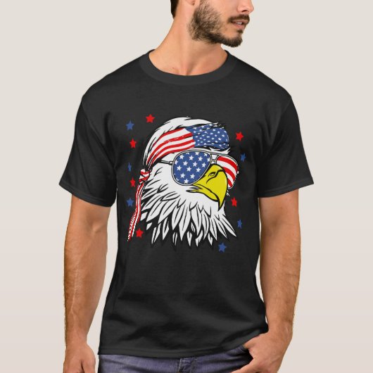 Patriotic Bald Eagle Mullet USA Flag T-Shirt (Vorderseite)