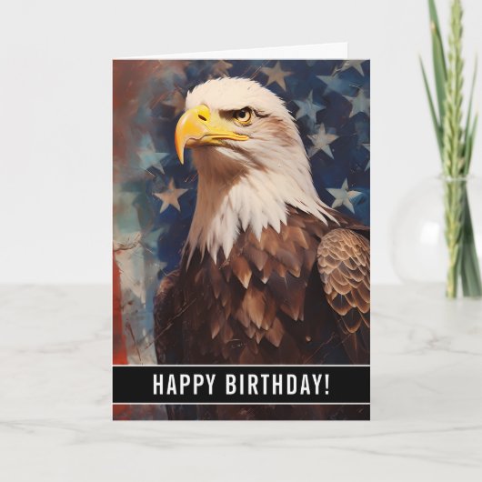 Patriotic Bald Eagle Portrait Birthday Card Karte (Vorderseite)