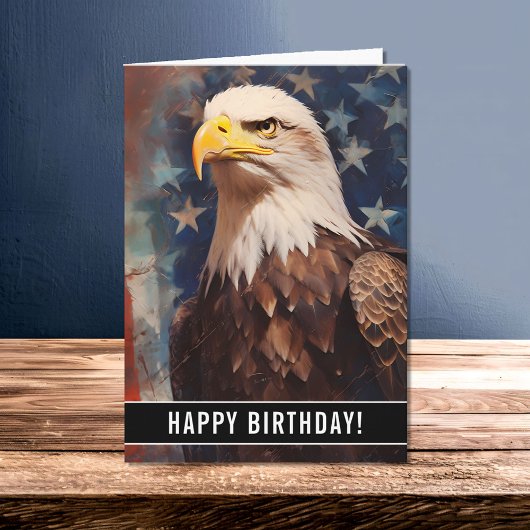 Patriotic Bald Eagle Portrait Birthday Card Karte