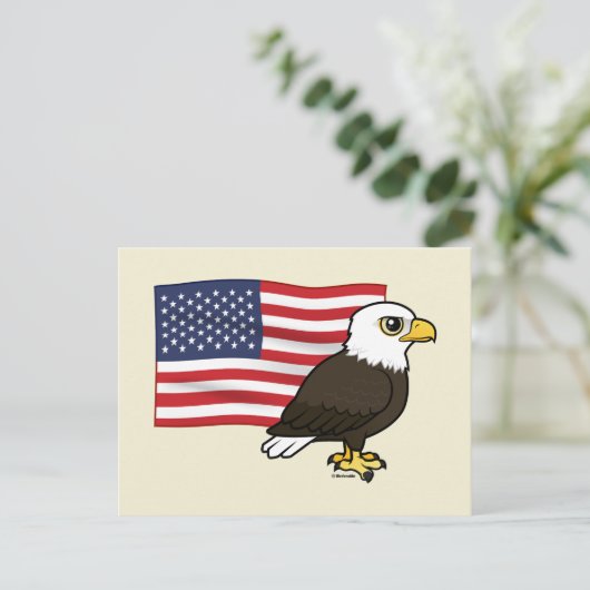 Patriotic Bald Eagle Postkarte (Stehend Vorderseite)