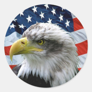 Patriotic Bald Eagle Runder Aufkleber