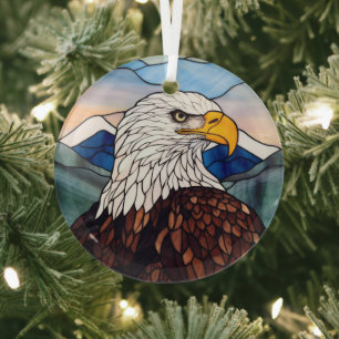 Patriotic Bald Eagle Stains Ornament Aus Glas