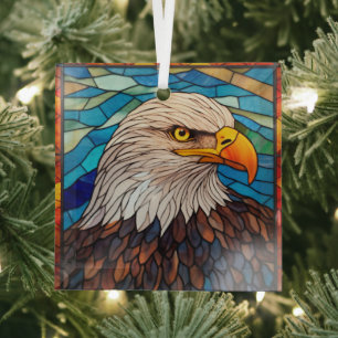 Patriotic Bald Eagle Stains Ornament Aus Glas