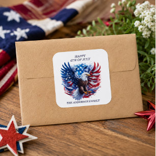 Patriotic Bald Eagle Stars Streifen Red White Blue Runder Aufkleber