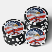 Patriotic Bald Eagle über der amerikanischen Flagg Pokerchips (Stapel)