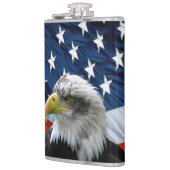 Patriotic Bald Eagle und die amerikanische Flagge Flachmann (Links)