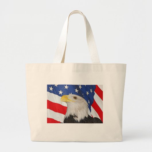 Patriotic Bald Eagle und die amerikanische Flagge Jumbo Stoffbeutel (Vorne)