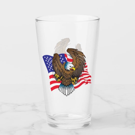 Patriotic Bald Eagle und Flag Glas (Vorderseite)