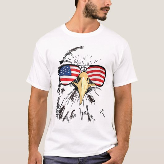 Patriotic Bald Eagle USA Flag 4. Juli T-Shirt (Vorderseite)