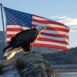 Patriotic Bald Eagle vor der amerikanischen Flagge Puzzle
