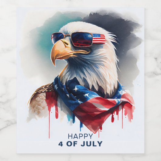 Patriotic Bald Eagle Weinetikett (Einzelnes Label)