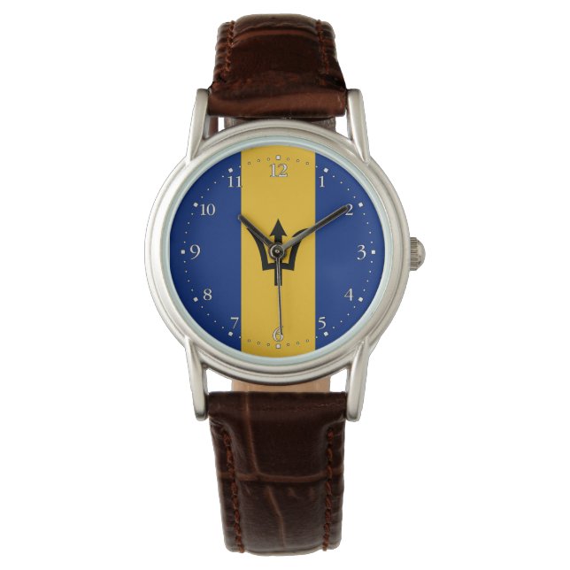 Patriotic Barbados Flag Armbanduhr (Vorderseite)