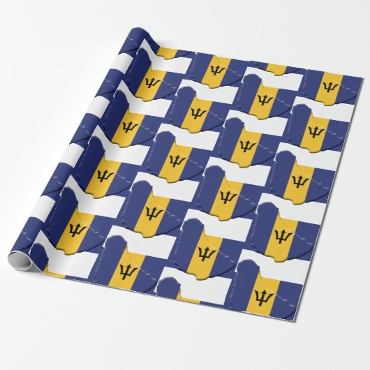 Patriotic BARBADOS FLAG MAP Geschenkpapier (Ungerollt)