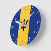 Patriotic Barbados Flag Runde Wanduhr (Winkel)