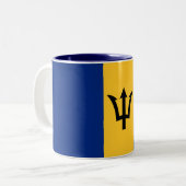 Patriotic Barbados Flag Zweifarbige Tasse (Vorderseite Links)