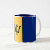Patriotic Barbados Flag Zweifarbige Tasse (VorderseiteRechts)