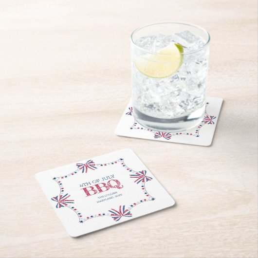 Patriotic Barbeque 4. Juli GRILLEN Summer Party Rechteckiger Pappuntersetzer (Vor Ort)