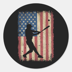 Patriotic Baseball 4. Juli Männer USA Fl Runder Aufkleber