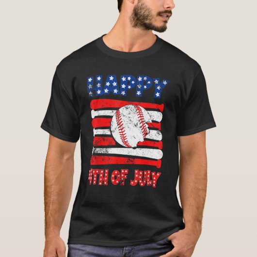 Patriotic Baseball 4. Juli Männer USA Fl T-Shirt (Vorderseite)