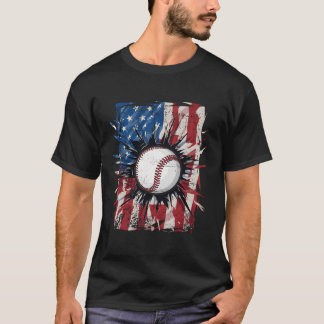 Patriotic Baseball 4. Juli US-amerikanische Flagge T-Shirt