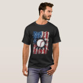 Patriotic Baseball 4. Juli US-amerikanische Flagge T-Shirt (Vorne ganz)