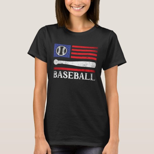 Patriotic Baseball 4. Juli US Flag Baseball Fa T-Shirt (Vorderseite)