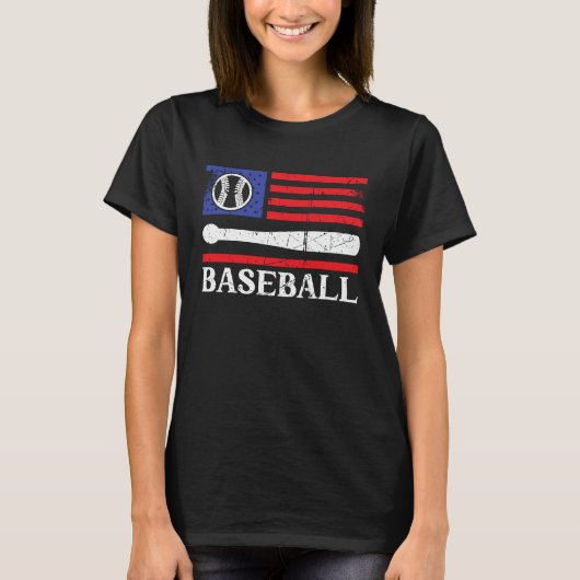 Patriotic Baseball 4. Juli US Flag Baseball Fa T-Shirt (Vorderseite)