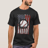 Patriotic Baseball 4. Juli USA Flag T-Shirt (Vorderseite)