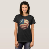Patriotic Baseball 4th Of July USA American Flag T-Shirt (Vorne ganz)