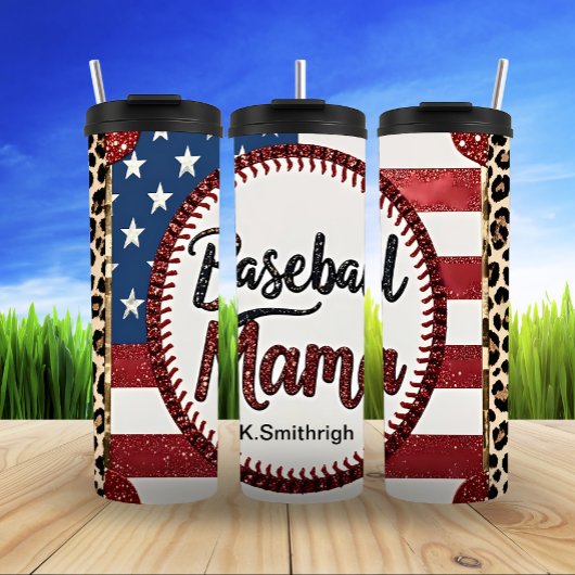 Patriotic Baseball Mama Style Thermosbecher