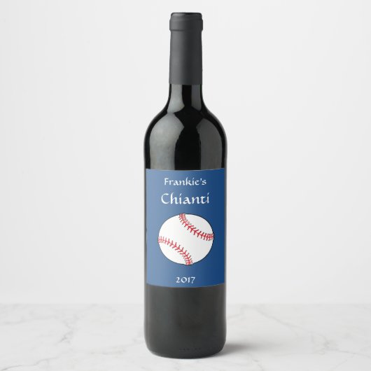 Patriotic Baseball Red White Blue Weinlabel Weinetikett (Vorderseite)