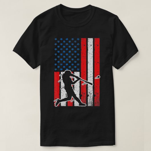 Patriotic Baseball USA American Flag Proud Softbal T-Shirt (Design vorne)
