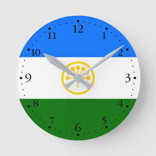 Patriotic Bashkortostan Flag Runde Wanduhr (Vorderseite)