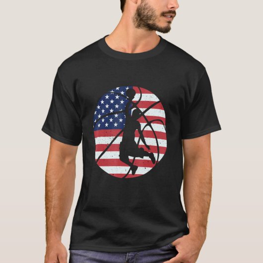 Patriotic Basketball 4. Juli Männer American Flag T-Shirt (Vorderseite)