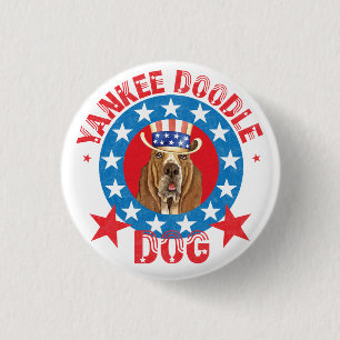 Patriotic Basset Button
