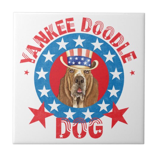 Patriotic Basset Fliese (Vorderseite)