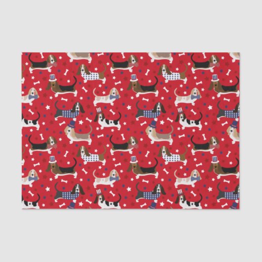 Patriotic Basset Hound Tissue Paper Seidenpapier (Vorderseite)
