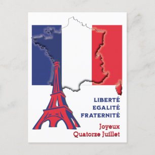 Patriotic BASTILLE DAY Französische Flagge Postkarte