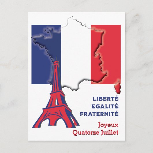 Patriotic BASTILLE DAY Französische Flagge Postkarte (Vorderseite)