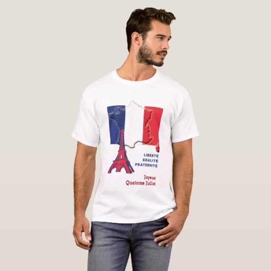 Patriotic BASTILLE DAY Französische Flagge T-Shirt (Vorne ganz)