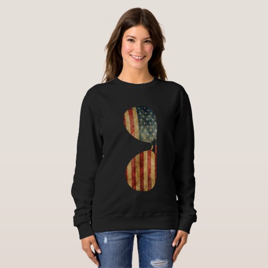 Patriotic bedrückte amerikanische Flaggensonnenbri Sweatshirt (Vorne ganz)
