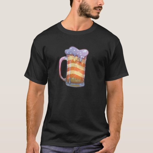 Patriotic Beer Tasse American Flag 4. Juli Brewer  T-Shirt (Vorderseite)