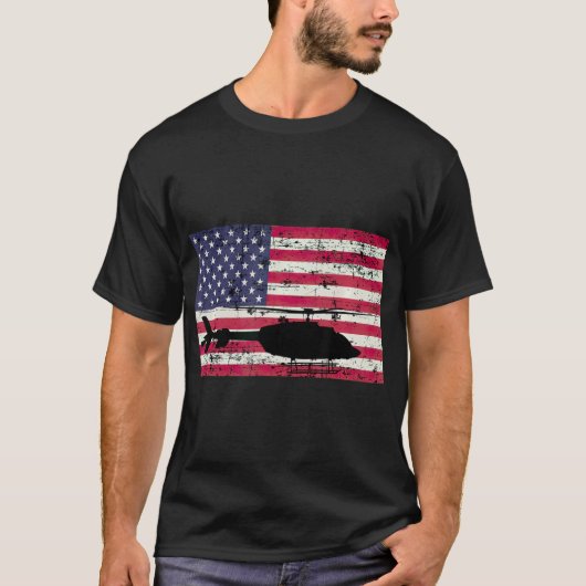 Patriotic Bell 407 Hubschrauber amerikanische Flag T-Shirt (Vorderseite)