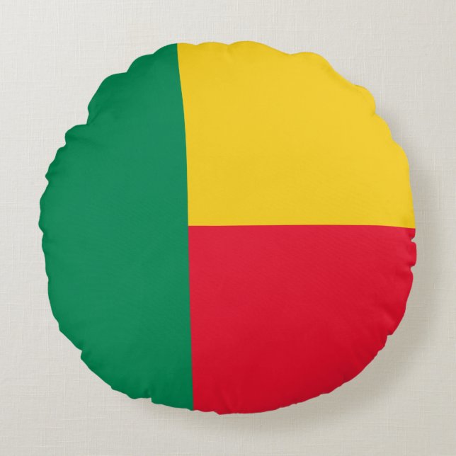 Patriotic Benin Flag Rundes Kissen (Vorderseite)