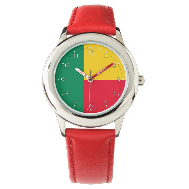 Patriotic Benin Flag Watch Armbanduhr (Vorderseite)