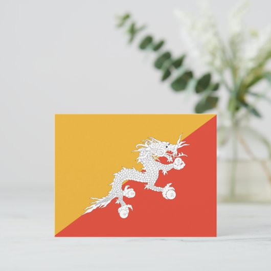 Patriotic Bhutan Flag Postkarte (Stehend Vorderseite)