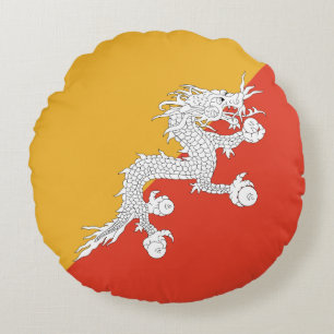 Patriotic Bhutan Flag Rundes Kissen