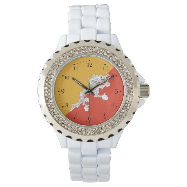 Patriotic Bhutan Flag Watch Armbanduhr (Vorderseite)