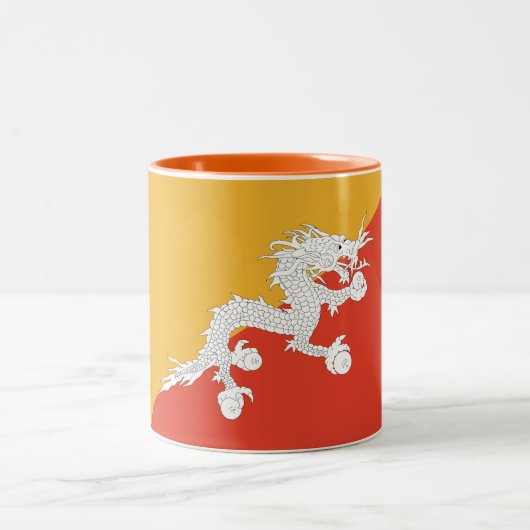 Patriotic Bhutan Flag Zweifarbige Tasse (Mittel)