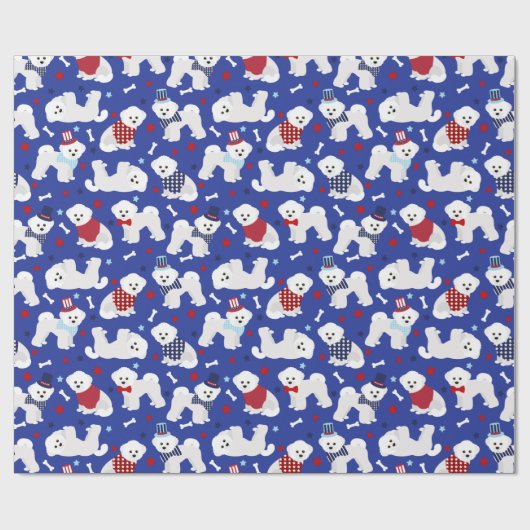 Patriotic Bichon Frise Geschenkpapier (Flach)
